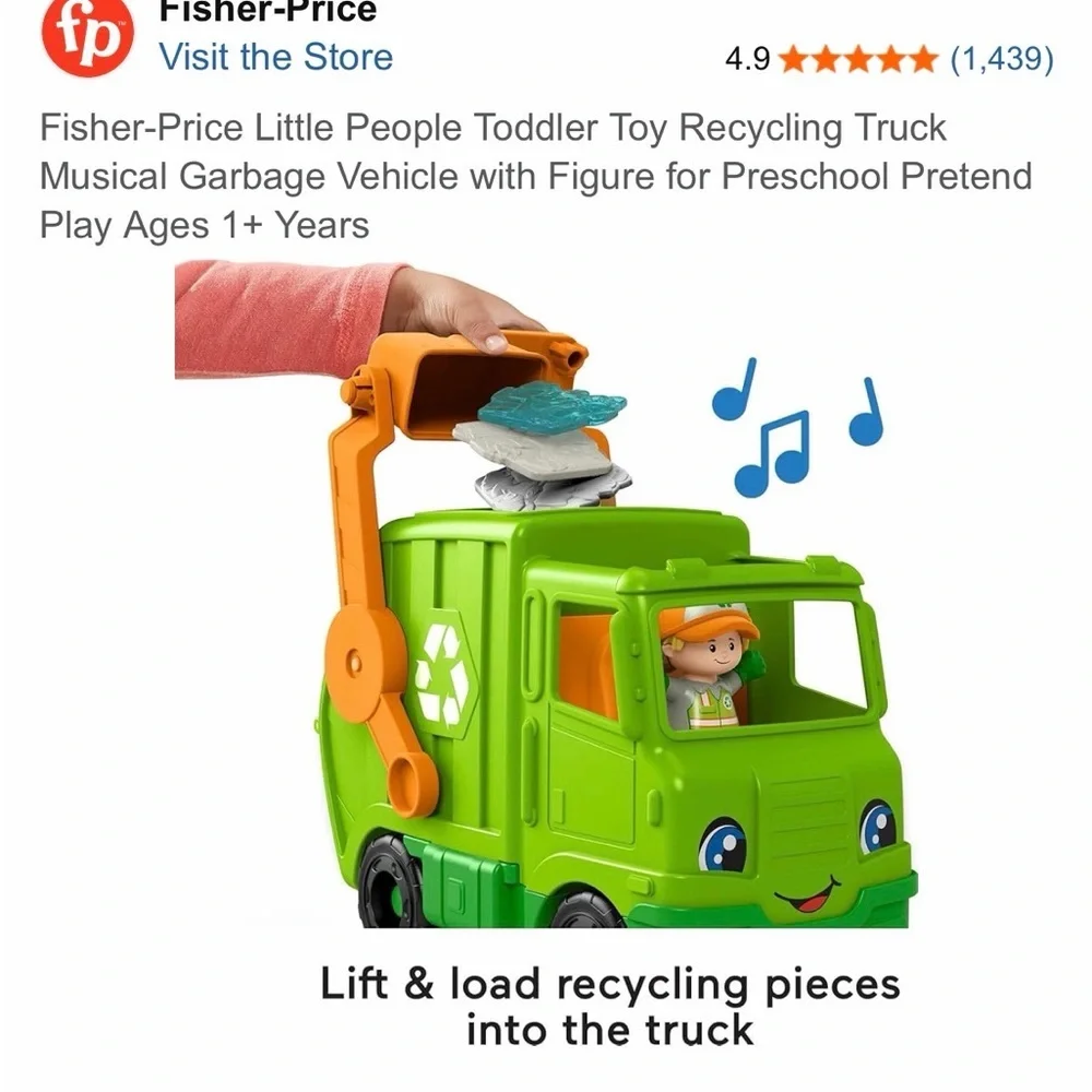 Fisher-Price Little People Recycling Truck Toy with Figure and Sounds